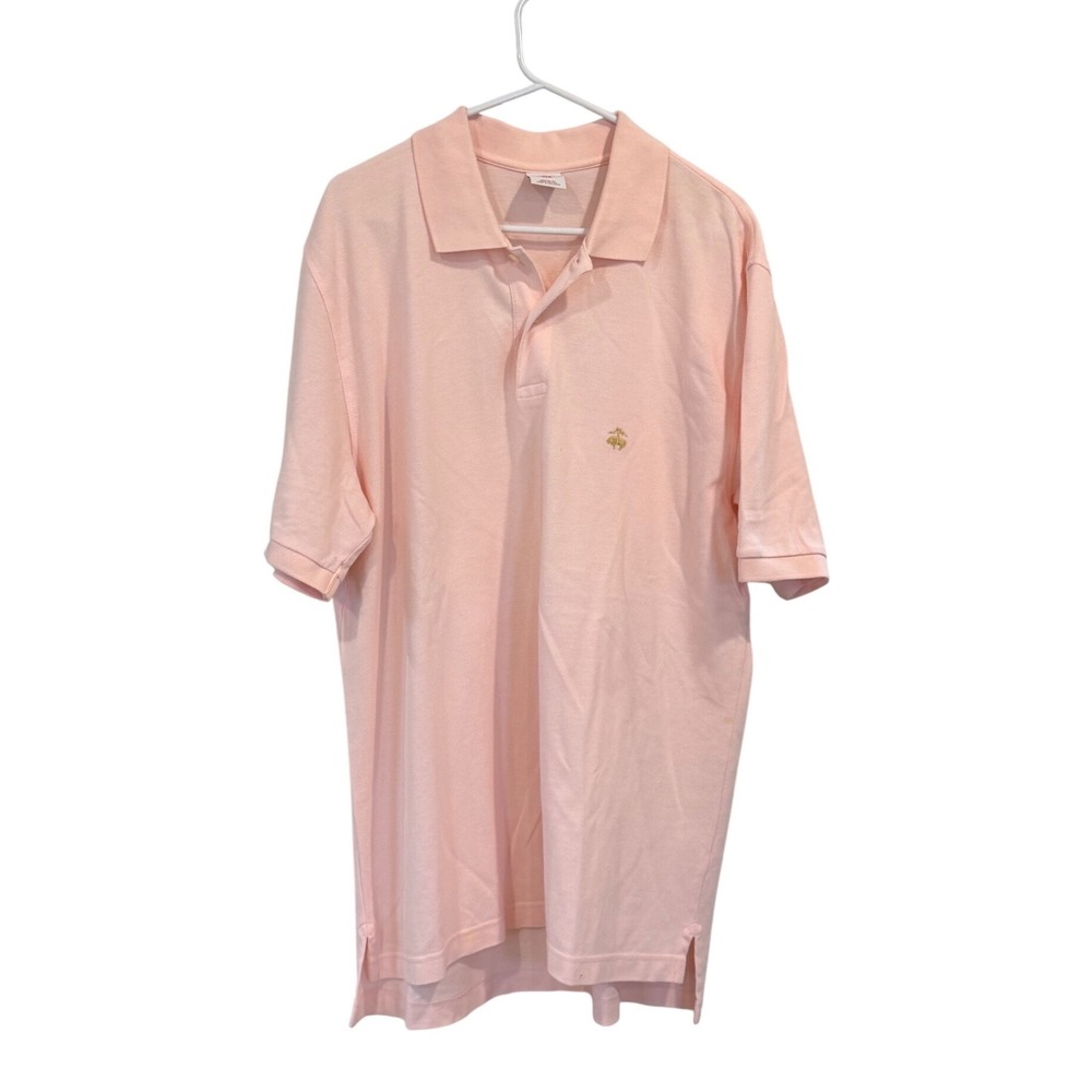 Brooks Brothers 346 Mens Large Pink Pique Cotton Short Sleeve Polo Shirt Logo
